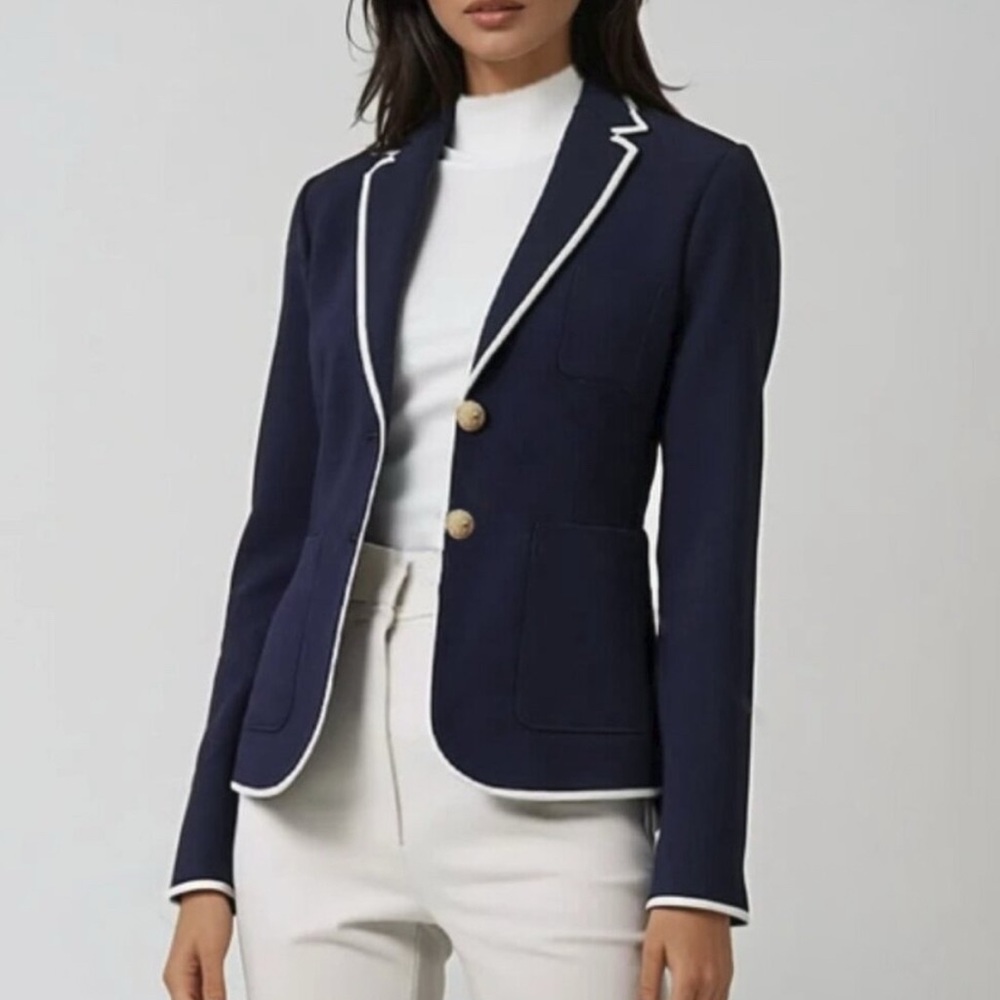 J. Crew Navy and Cream Striped Fabric